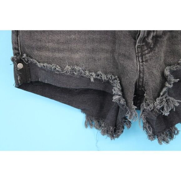 WE THE FREE BLACK DENIM RAW HEM BUTTONFLY CUFFED SIDES JEANS SIZE 26 - Picture 5 of 9